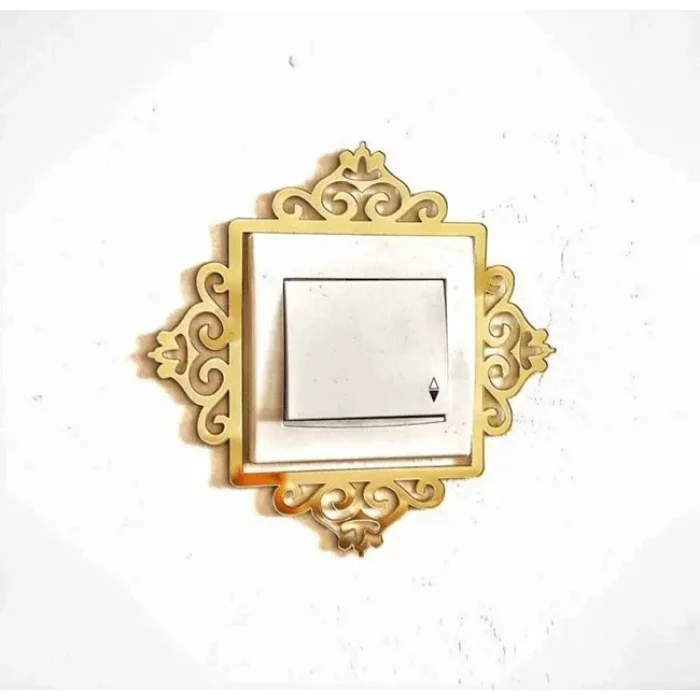 Dekoratif Pleksi Priz Kenarı Süsü Motifli Gold