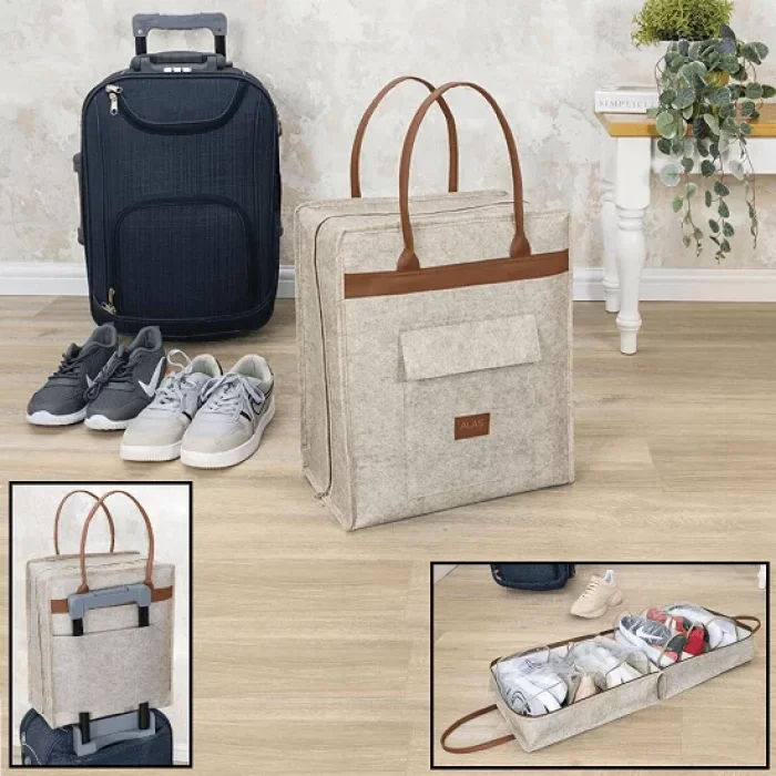 Derili Bavul İçi Ve Üstü Seyehat Çantası Krem