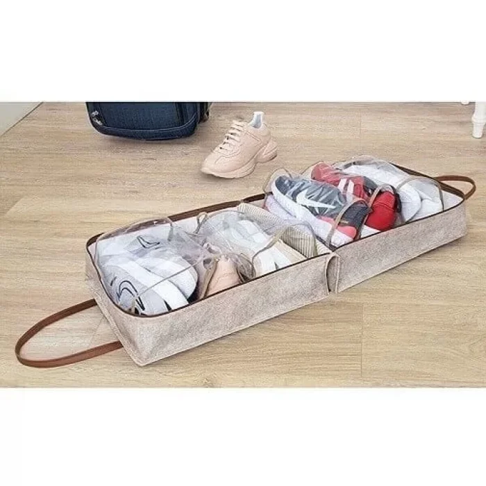 Derili Bavul İçi Ve Üstü Seyehat Çantası Krem