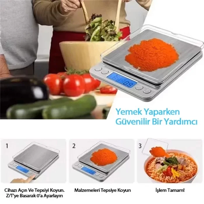 Dijital Hassas Mutfak Kuyumcu Terazisi 2000 Gr