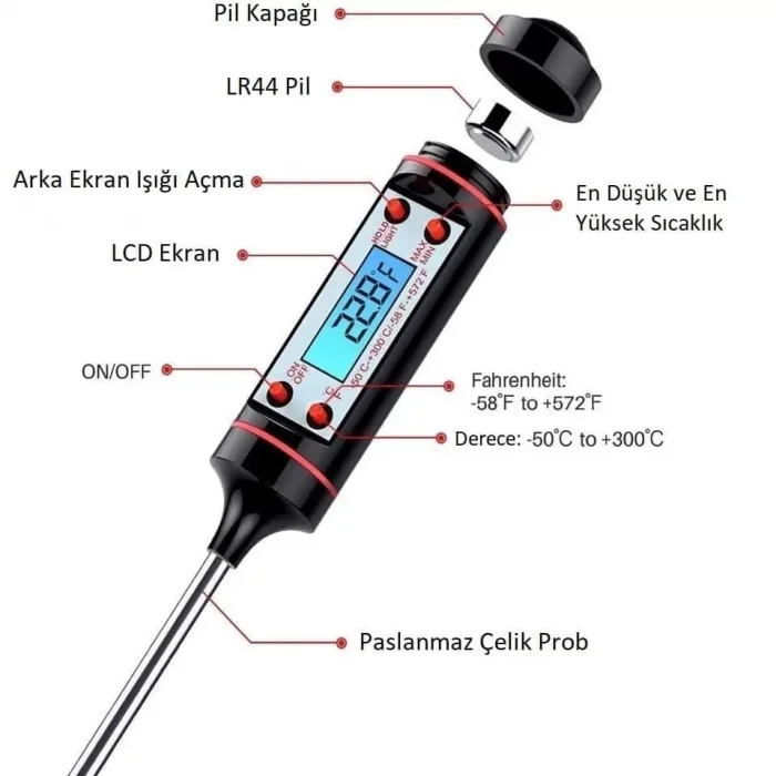 Dijital Yemek Gıda Mutfak Termometresi