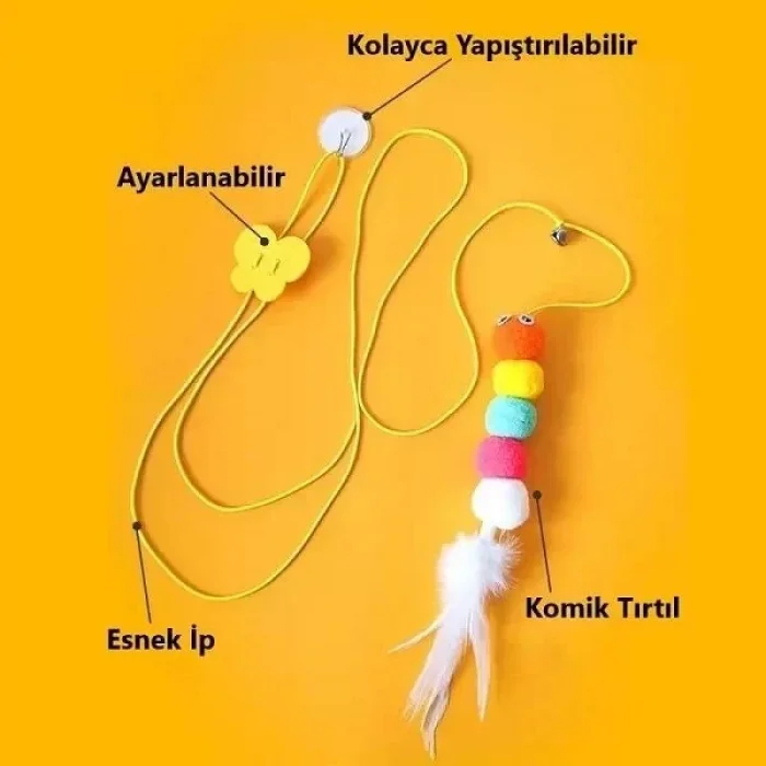 Elastik Asılabilir Yapışkanlı Kedi Oyun Oltası