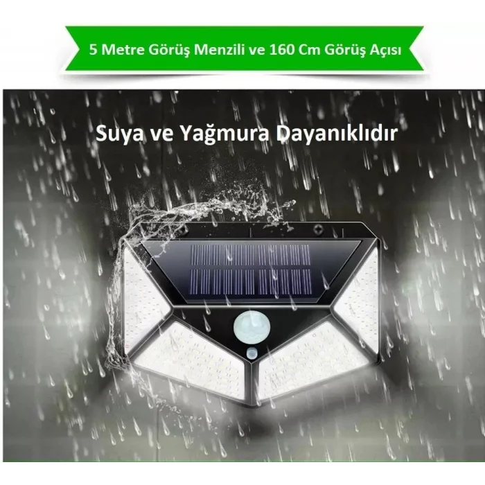 Hareket Sensörlü 100 Led Solar Bahçe Lambası