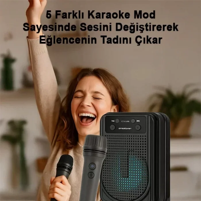 Karaoke Mikrofonlu Dinamik Ses Taşınabilir Bluetooth 3 İnç Hoparlör