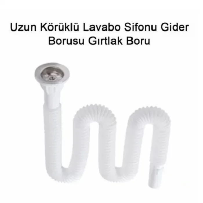 Körüklü Lavabo Sifonu Gırtlak Boru 130 Cm