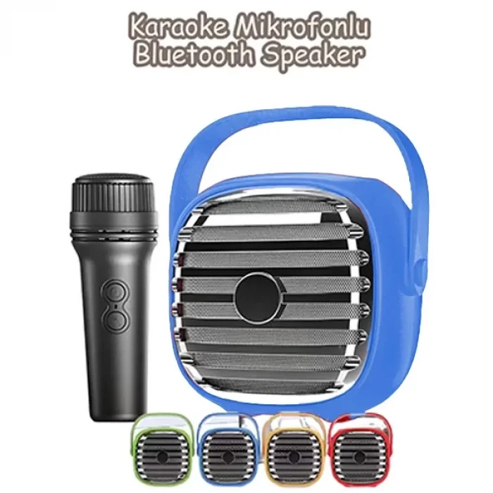 Kts 1943 Taşınabilir Karaoke Mikrofonlu Bluetooth Hoparlör Mavi