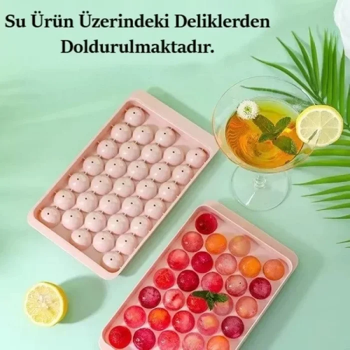 Küre Buz Kalıbı 33 Lü Kapaklı Kokteyl Buz Kalıbı