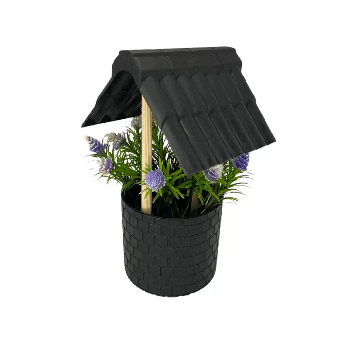 Kuyu Model Saksıda Çiçek Siyah