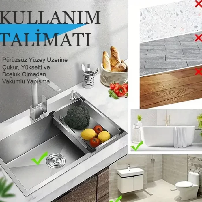 Lavabo Küvet Gider Süzgeci Silikon Mutfak Banyo Süzgeci