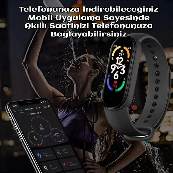 M7 Akıllı Saat Özellikli Bileklik Band Siyah