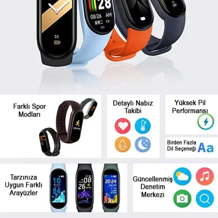 M8 Akıllı Saat Özellikli Bileklik Band Siyah