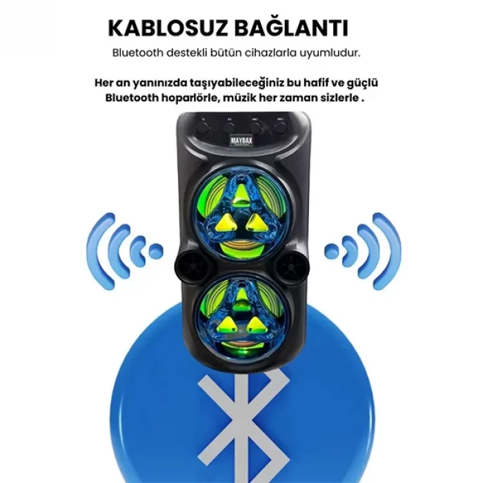 Mikrofonlu Ledli Karaoke Bluetooth Hoparlör