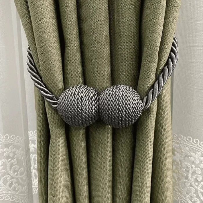 Örgülü Mıknatıslı Perde Mandalı Tokası Gri