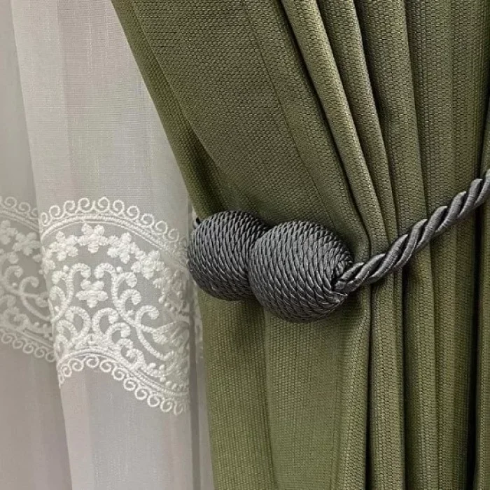Örgülü Mıknatıslı Perde Mandalı Tokası Gri