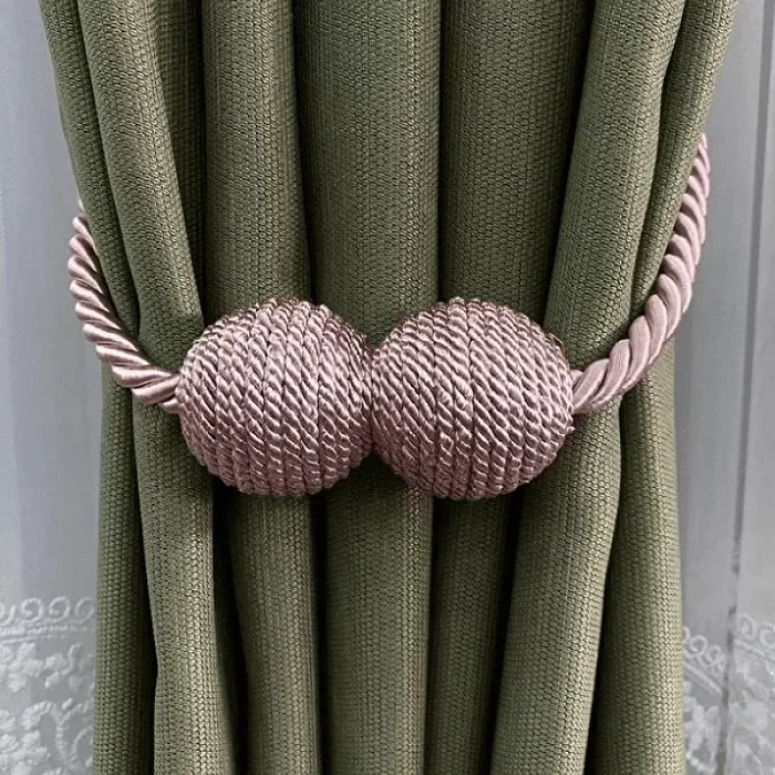 Örgülü Mıknatıslı Perde Mandalı Tokası Pembe