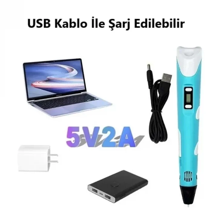 Pembe 3d Pen Üç Boyutlu Yazıcı Kalem Printer