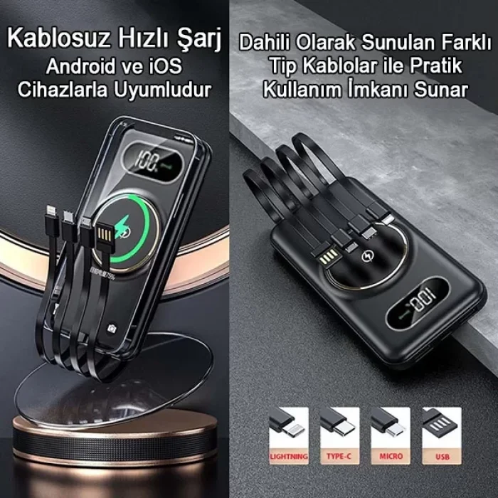 Polygold 10000 Mah Kablosuz Ve Kablolu Şarj Powerbank