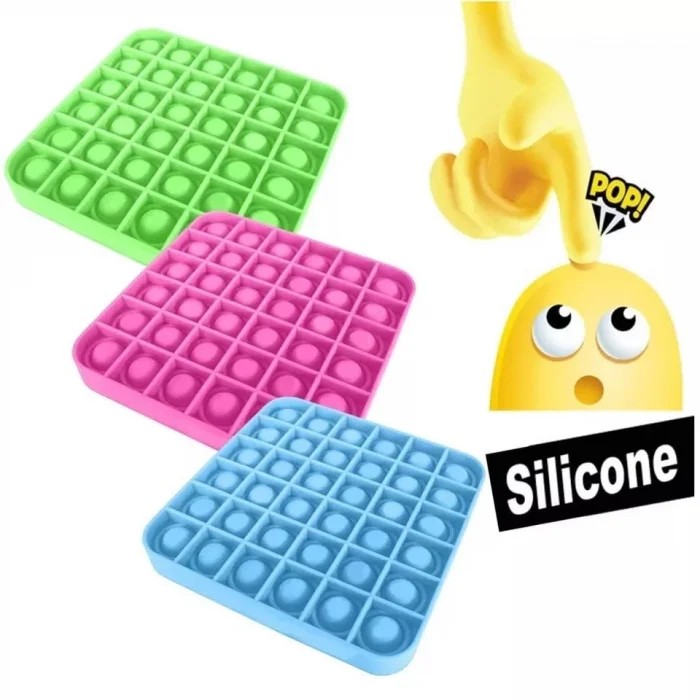 Pop It Renkli Duyusal Stres Oyuncağı Kare