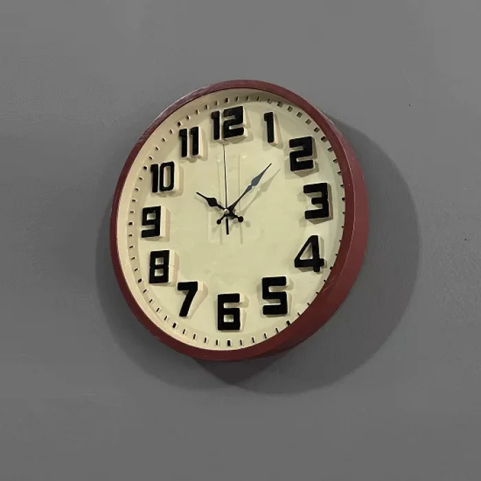 Renkli Düz Cam Duvar Saati Bej