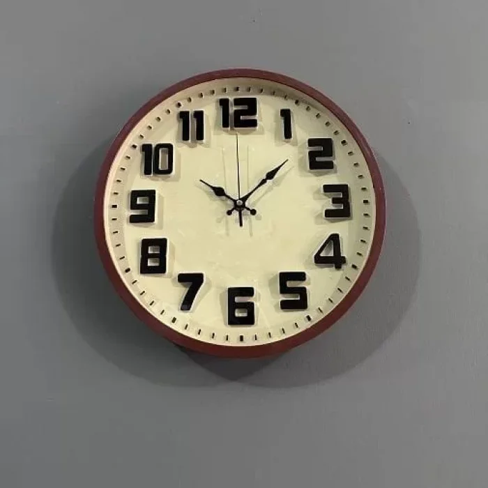 Renkli Düz Cam Duvar Saati Bej