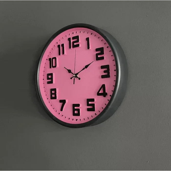 Renkli Düz Cam Duvar Saati Pembe