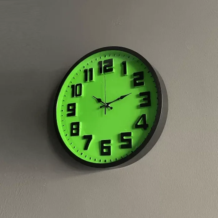 Renkli Düz Cam Duvar Saati Yeşil