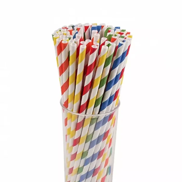 Renkli Kağıt Pipet 20 Cm 25 Li