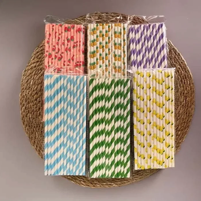 Renkli Kağıt Pipet 20 Cm 25 Li