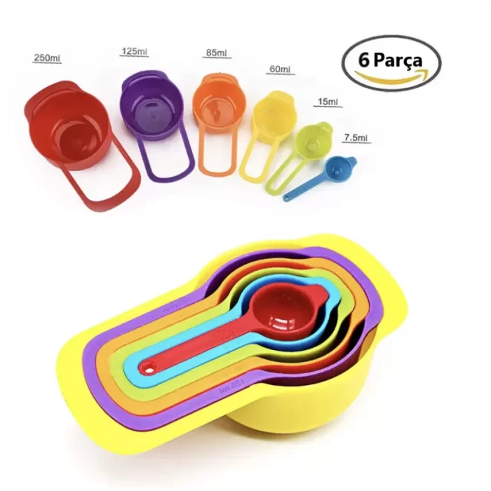Renkli Ölçü Kaşığı 6 Lı Set
