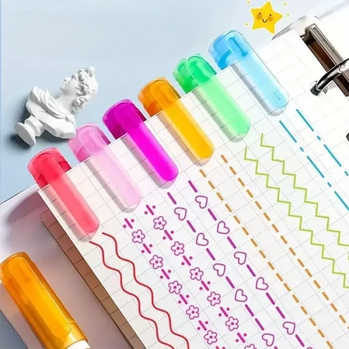 Renkli Şekilli Desen Baskılı 6 Lı Kalem Seti Not Alma Yazma Çizim İçin