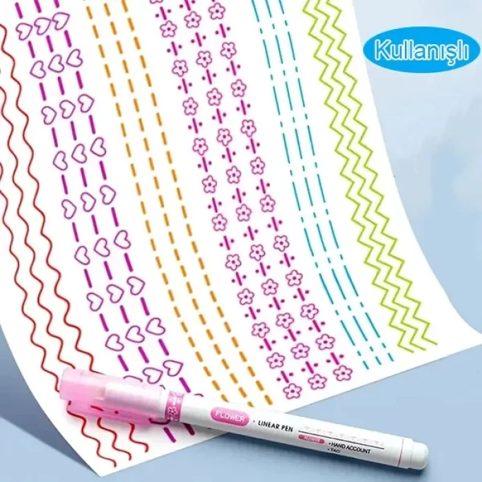 Renkli Şekilli Desen Baskılı 6 Lı Kalem Seti Not Alma Yazma Çizim İçin