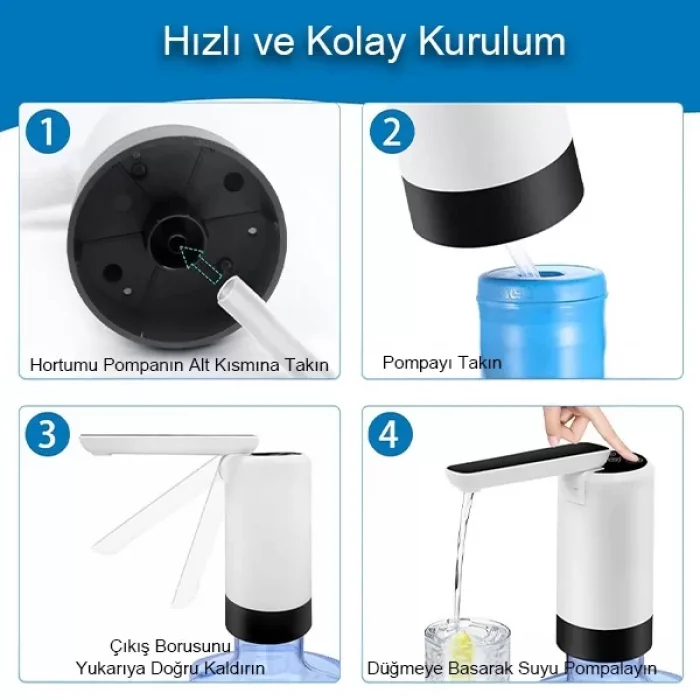 Şarjlı Kademeli Otomatik Damacana Su Pompası