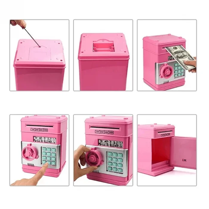 Şifreli Atm Kumbara Kasa Otomatik Pembe