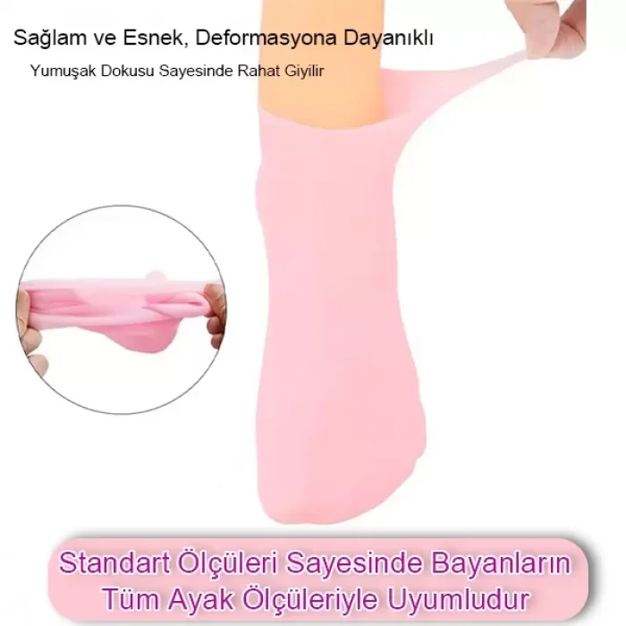 Silikon Ayak Bakım Çorabı Nemlendirici Çatlak Önleyici