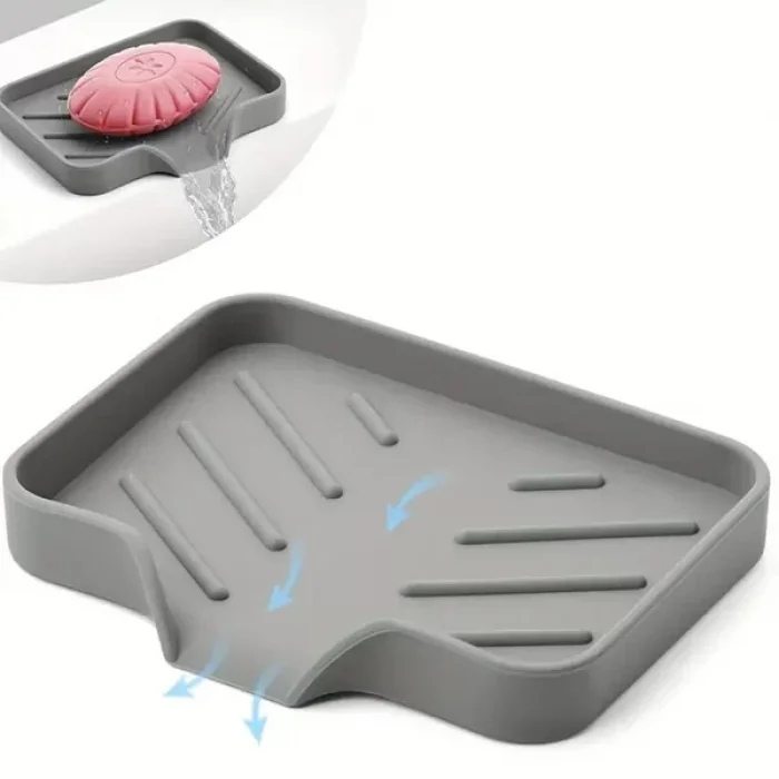 Silikon Su Giderli Mutfak Banyo Vantuzlu Esnek Sabunluk