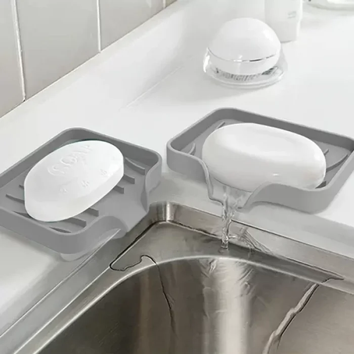 Silikon Su Giderli Mutfak Banyo Vantuzlu Esnek Sabunluk