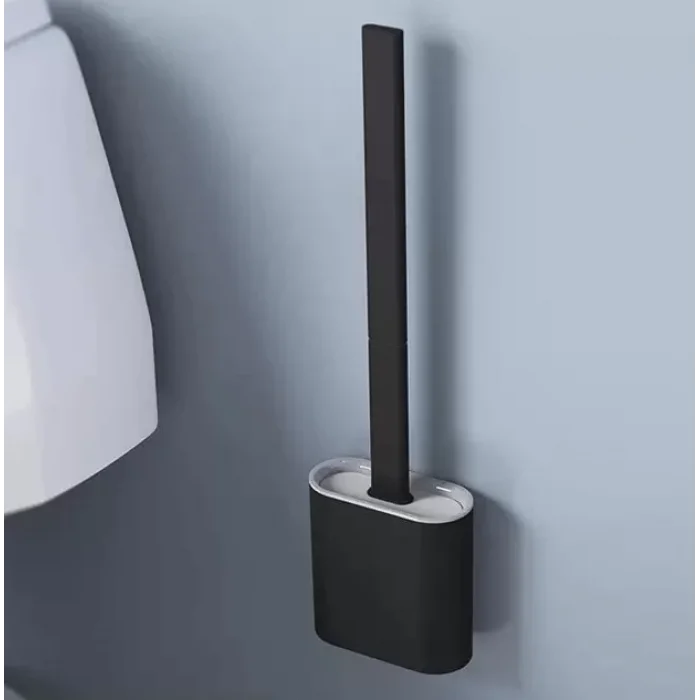 Silikon Tuvalet Klozet Fırçası Ve Askısı Siyah
