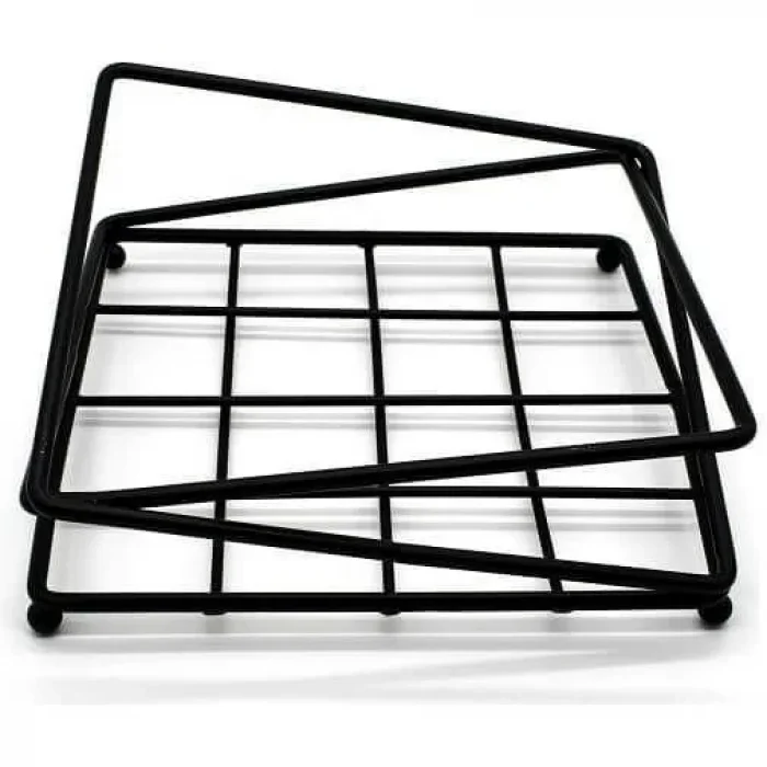 Siyah Metal Dekoratif Kare Demir Peçetelik