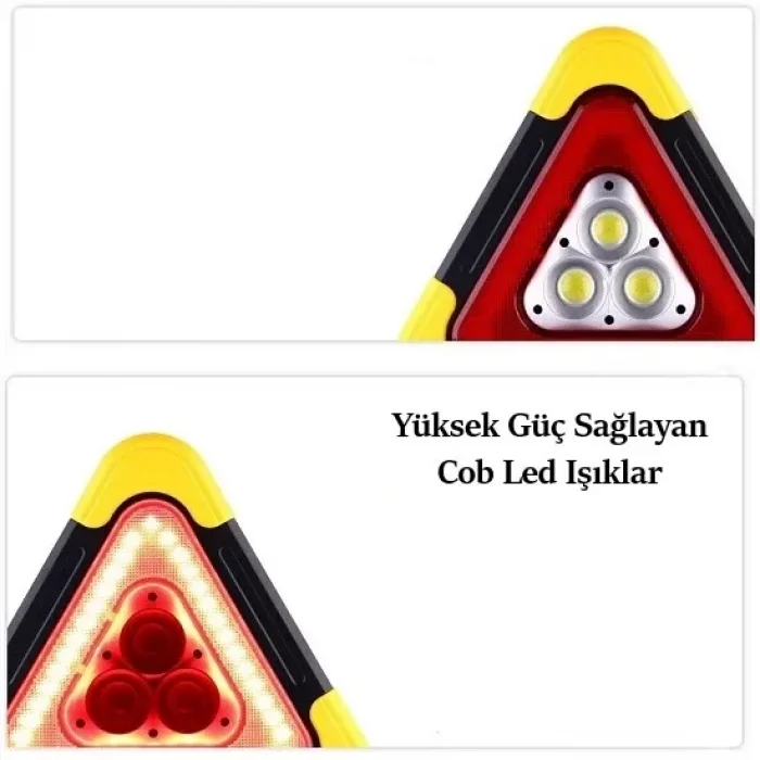 Solar Şarjlı Üçgen Led Reflektör İkaz Feneri