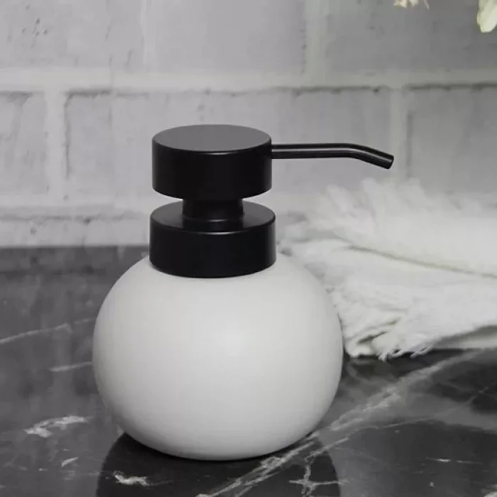 Stoneware Lux Tombul Sıvı Sabunluk Beyaz