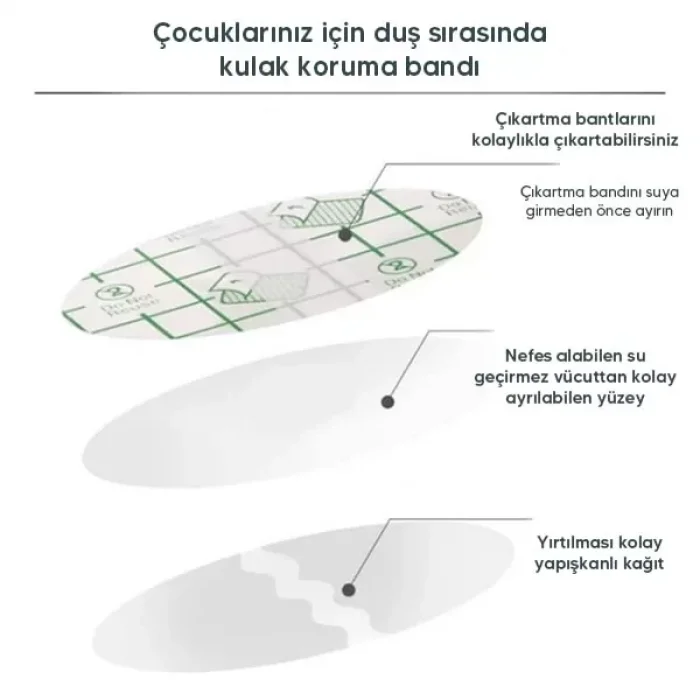 Su Geçirmez Yapışkanlı Kulak Koruyucu Bant 10 Lu
