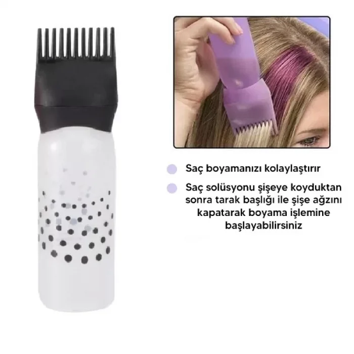 Taraklı Saç Boyama Ve Bakım Yağı Uygulama Şişesi