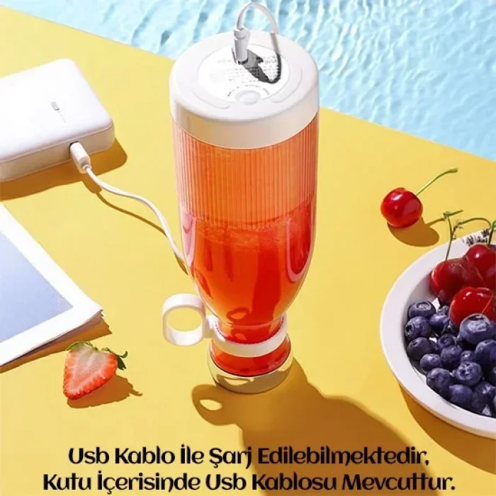 Taşınabilir Şarjlı 6 Bıçaklı El Blenderi 420 Ml