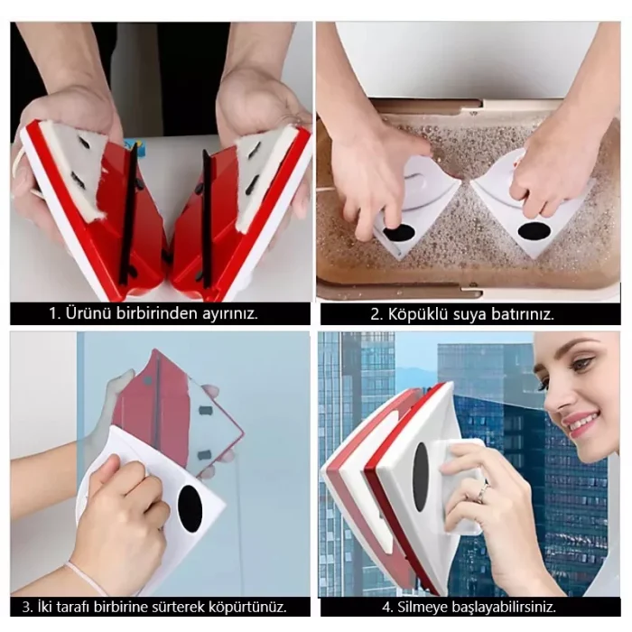 Üçgen Çift Taraflı Mıknatıslı Cam Sileceği ( Tek Cam )