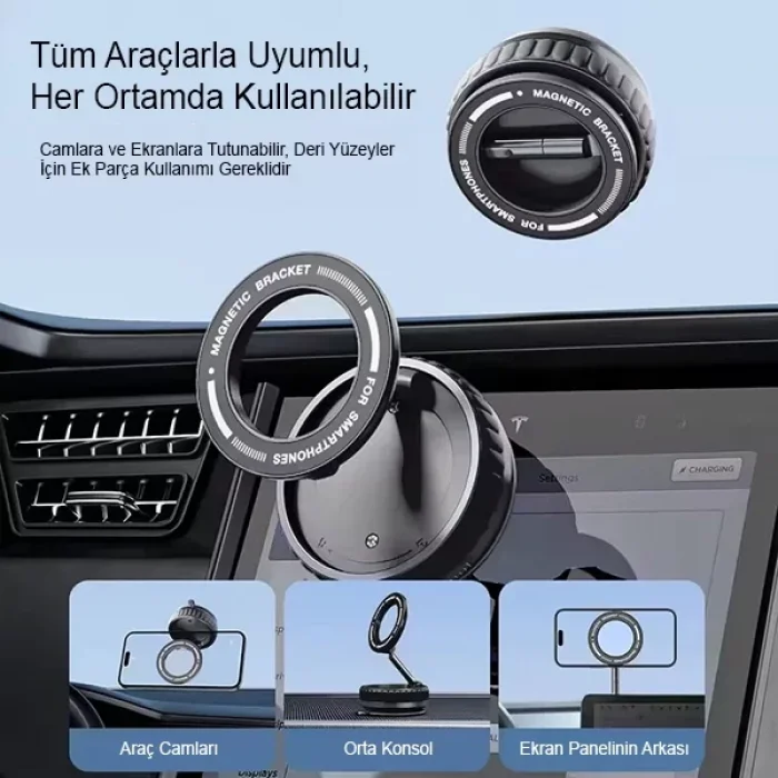 Vakumlu Araç Telefon Tutucu 360 Derece Dönebilir Oto Magsafe Telefon Tutucu