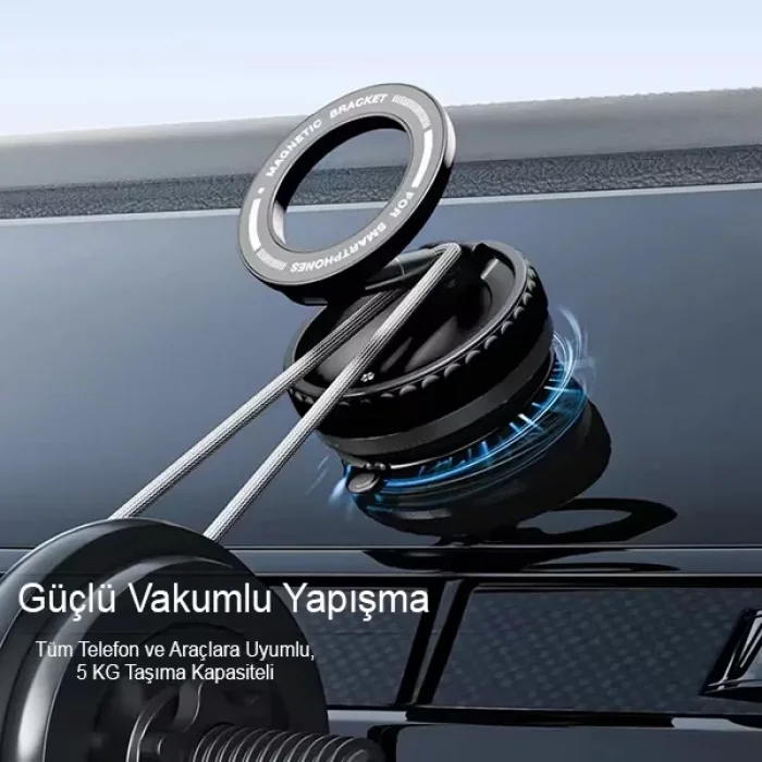Vakumlu Araç Telefon Tutucu 360 Derece Dönebilir Oto Magsafe Telefon Tutucu