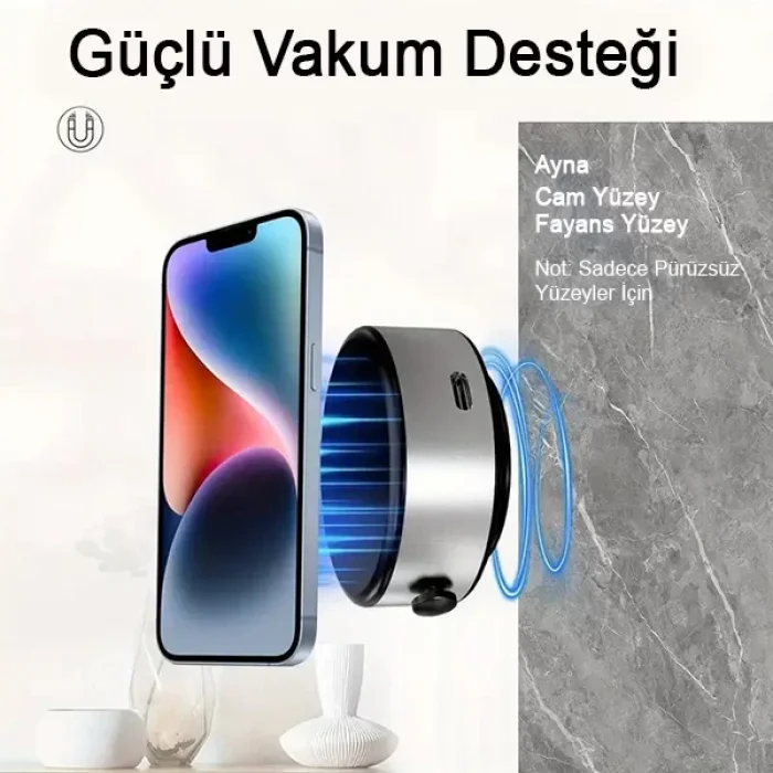 X10Q 360 Adsorpsiyon Vakumlu Manyetik Telefon Tutucu Telefon Standı Mükemmel Yapışma