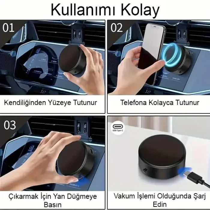 X10Q 360 Adsorpsiyon Vakumlu Manyetik Telefon Tutucu Telefon Standı Mükemmel Yapışma