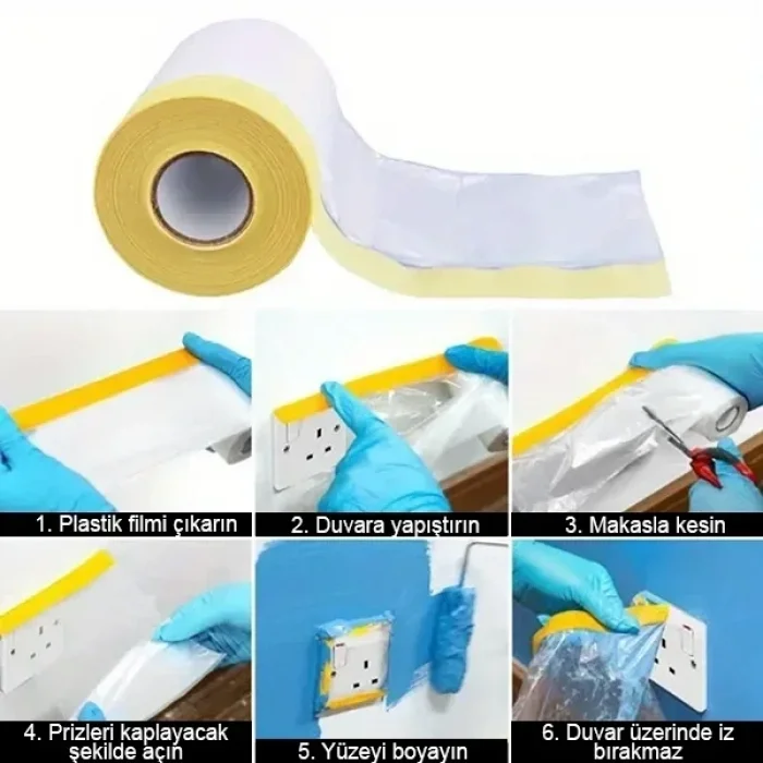 Yapışkanlı Boya Badana Eşya Koruma Hışır Örtüsü 15 Mt X 180 Cm Boya Muşambası