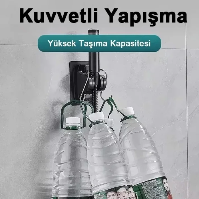 Yapışkanlı Duş Başlığı Tutucu Ayarlı Siyah